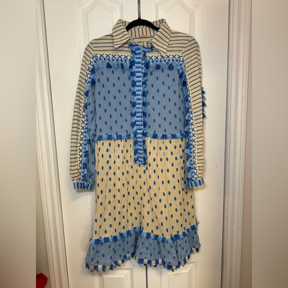 Dodo Bar Or - Designer Fashion Artisan Polka Dot Patchwork Long Sleeve Dress